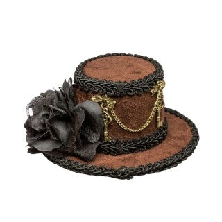 Mini Chapeau Haut-de-forme Steampunk Brun et Noir Élégant