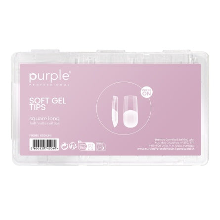 Soft gel tips press on - square medium half matte (600 units)