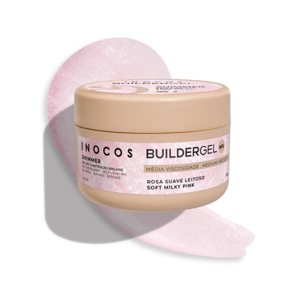 BUILDER GEL SHIMMER  MILK SOFT PINK INOCOS VISCOSITÉ MOYENNE 50GR