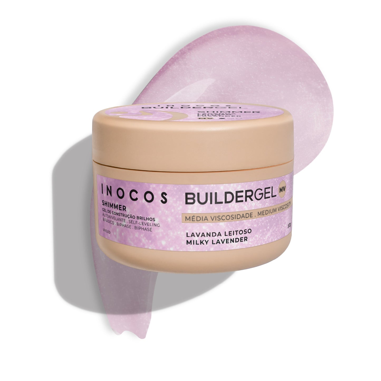 BUILDER GEL SHIMMER  MILK LAVENDER INOCOS VISCOSITÉ MOYENNE 50GR