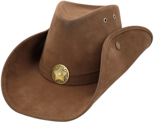 Chapeau de cowboy effet cuir marron