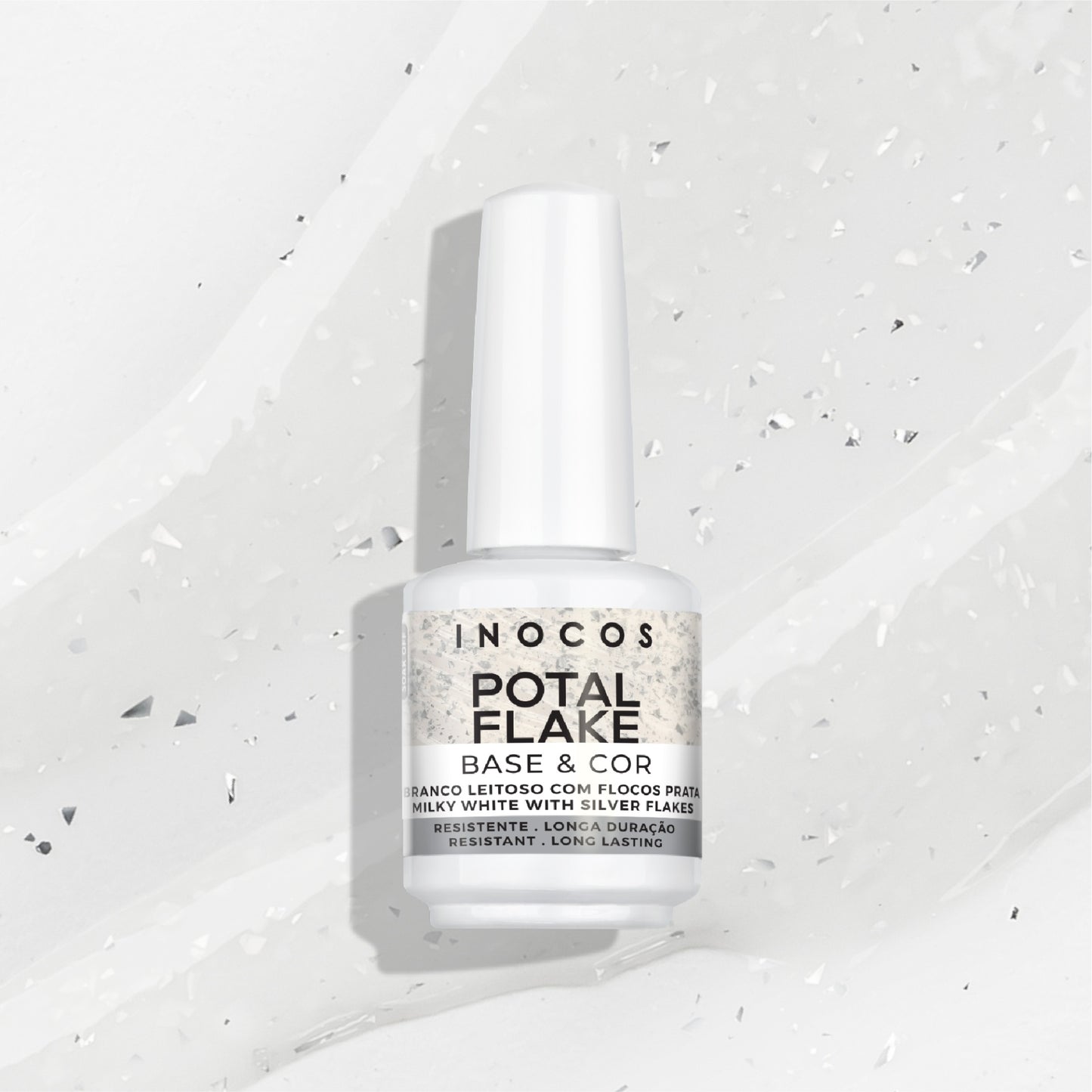 Base "Potal Branco leitoso e flocos prata" INOCOS - 15ml