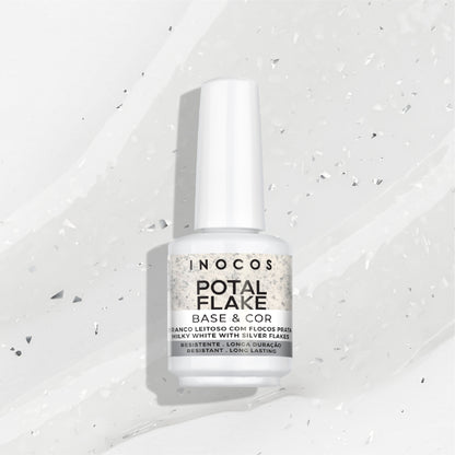 Base "Potal Branco leitoso e flocos prata" INOCOS - 15ml