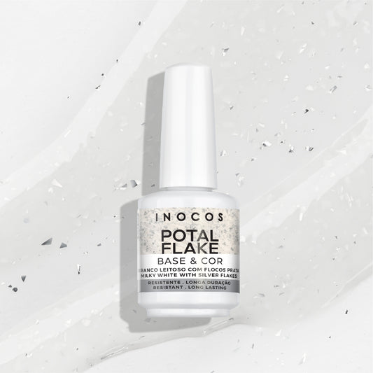 Base "Potal Branco leitoso e flocos prata" INOCOS - 15ml