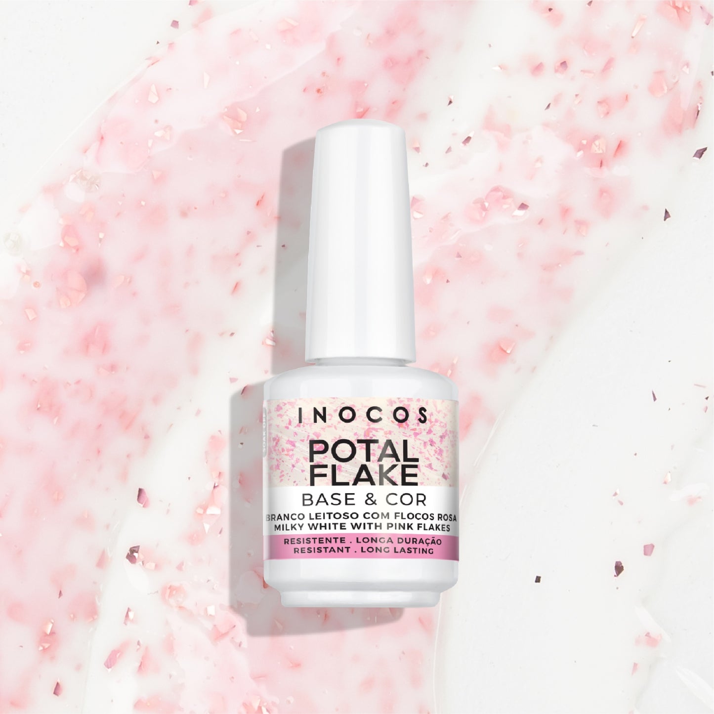 Base "Potal Branco leitoso e flocos rosa" INOCOS - 15ml